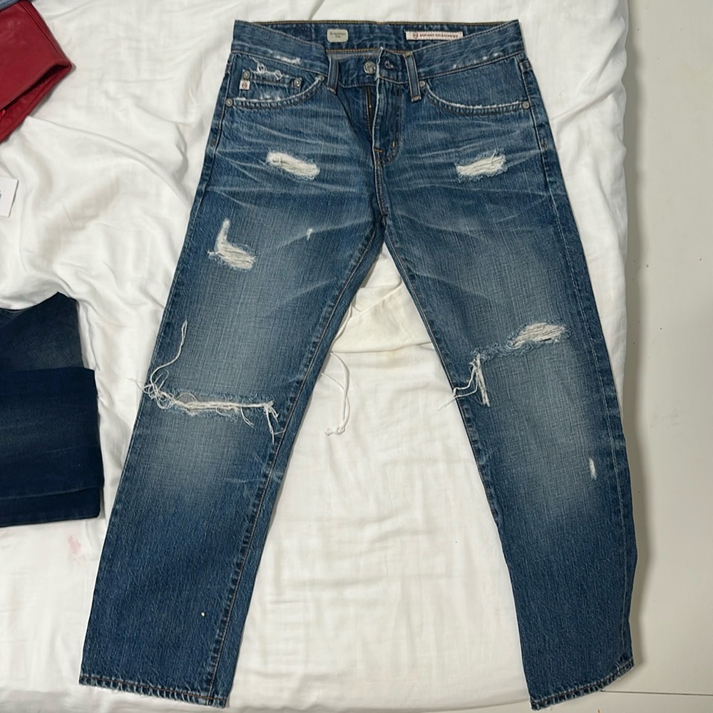 AG Adriano Goldschmied Distressed Ex-Boyfriend Crop Jeans